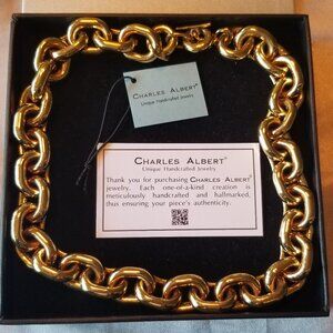 Charles Albert necklace gold link with tags and original box